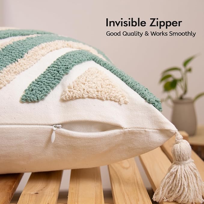 lifein 18x18 Pillow Covers-Throw Pillow Cover Tufted Boho Jacquard Pillow Covers Farmhouse Decorative Pillow Cover Pillow Cases for Gift Couch Sofa Bed Chair Living Room Home Decor