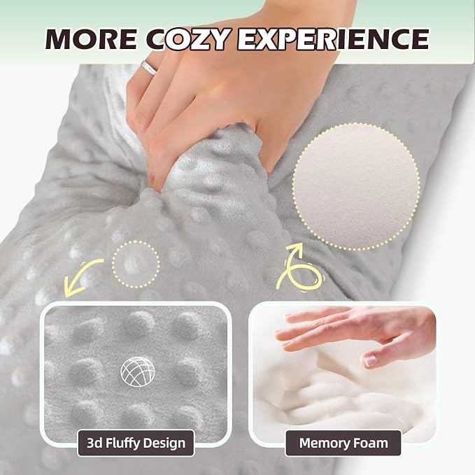 Cervical Neck Roll Pillow Memory Foam Blush Pink 24in Round Neck Pillows Support for Sleeping Lightweight Bolster Cushion for Yoga Travel，Washable Cover