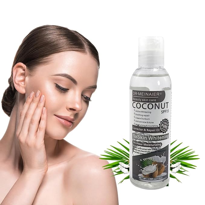 Coconut Oil for Skin & Hair Care Repair Oil with SPF 15 UV Protection Moisturizing Glowing for Dry Skin Frizzy Damaged Hair Massage Oil with Vitamin E Avocado Jojoba Oil 118ml/3.99fl.oz Elitzia