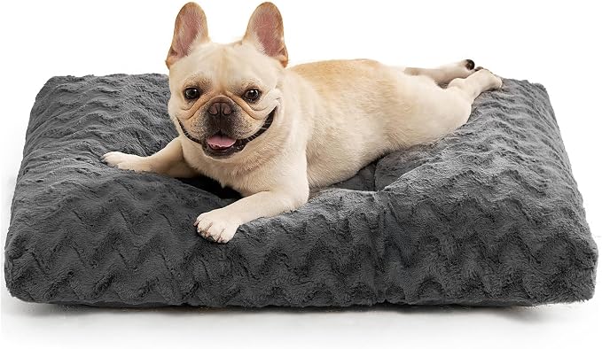EHEYCIGA Washable Dog Beds Medium Sized Dog, 29x21 Inch Pet Bed, Charcoal | Plush and Comfy Kennel Pad, Soft Dog Crate Mat, Deluxe Sleeping Mattress for Dogs Up to 35 lbs