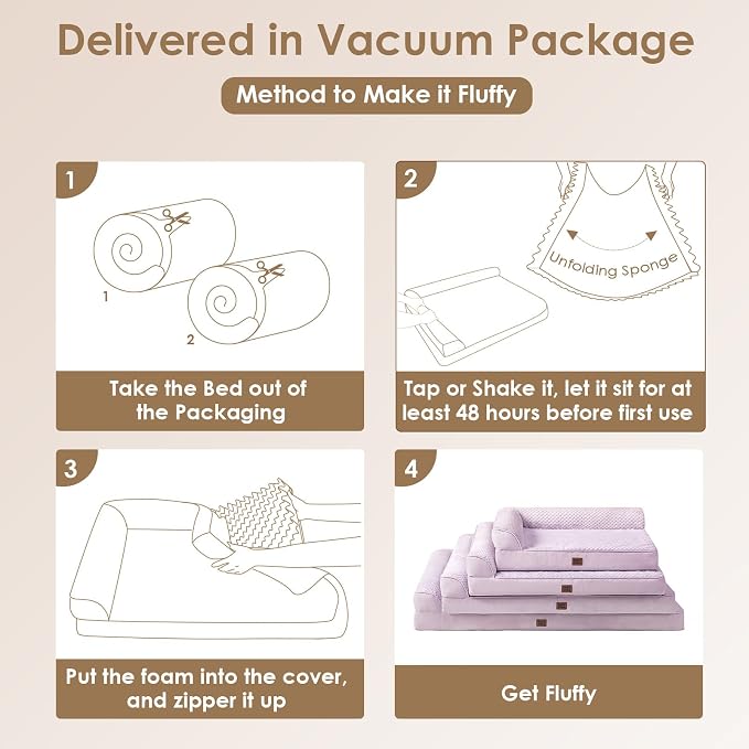 EHEYCIGA Orthopedic Dog Bed Medium Size, Memory Foam Dog Bed, Lilac | Small Dog Sofa with Washable Removable Cover, Waterproof Pet Couch for Crate with Nonskid Bottom, 30x20x6