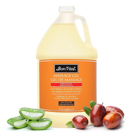 Bon Vital' Original Massage Gel, 1 Gallon, Hypoallergenic & Paraben-Free, Professional Massage Gel, Hydrating Massage Cream Alternative for Dry Skin and Sensitive Skin