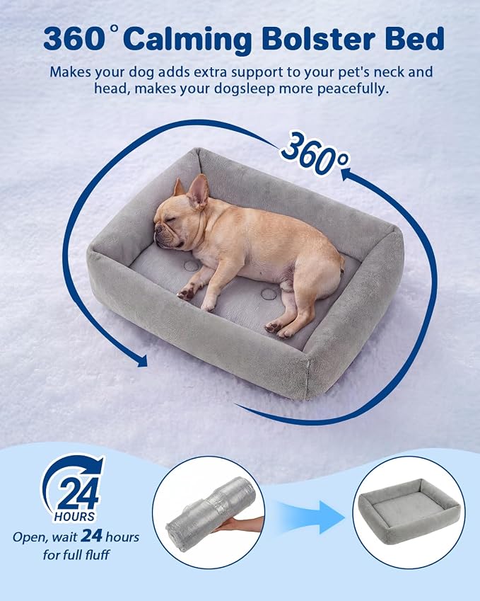 Cooling Dog Bed for Large Dogs - Removable Inner Cushion & Reversible Design (Ice‑Silk Cooling Layer | Sherpa Fleece Layer), Non‑Slip Bottom Washable Medium Mat for Crates, Beds, Sofas 24" × 15"