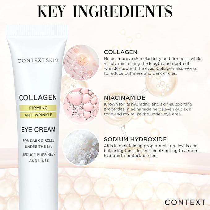 CONTEXT SKIN Collagen Eye Cream - Hydrating Under Eye Treatment for Dark Circles & Puffiness - Anti-Aging Formula that Firms, Smooths Fine Lines & Revitalizes - 0.88 Fl oz Jar