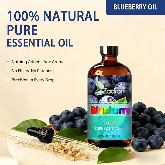 Blueberry Essential Oil - Blueberry Oil for Diffuser, 4 Fl Oz(120ml) | Candle Making, Soap Making, aroma, Strong Scent, Pure, Natural, Home Fragrance, Massage