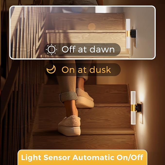L LOHAS LED Night Light, 2 Pack Night Lights Plug into Wall | 3000K Soft White, 0-100LM Adjustable Brightness, 180° Rotating Plug in Night Light with Auto Light Sensor (Matte White)