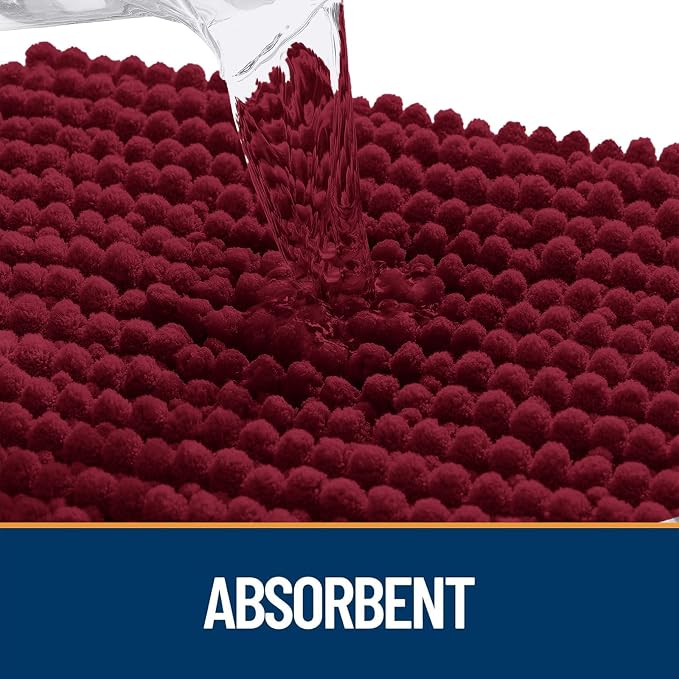OLANLY Dog Door Mat for Muddy Paws 59x20, Extra Absorbent Chenille Mud Mat | Burgundy, Absorbs Moisture and Dirt, Non-Slip Machine Washable Doormat, Quick-Drying Indoor Entryway Floor Mat for Dogs