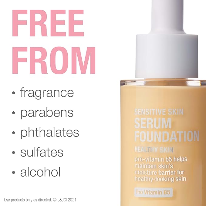Neutrogena Healthy Skin Sensitive Skin Serum Foundation with Pro-Vitamin B5, Color Correcting & Pore Minimizing Liquid Foundation & Face Serum, Buildable Coverage, Light 03, 1 oz