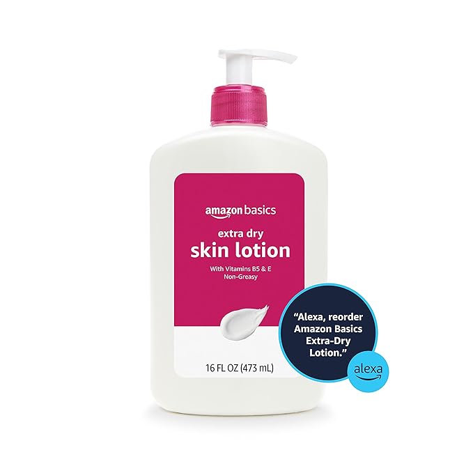 Amazon Basics Non-Greasy Body Moisturizer Lotion for Extra-Dry Skin with Vitamins B5 & E, Clean Scent, 16 fl oz, 3-Pack (Previously Solimo)