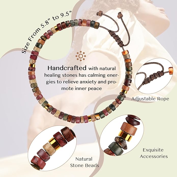 Inspirational Gifts Bracelets for Women: Valentines Mothers Day Birthday Gifts for Women Friends Sister Mom - Healing Natural Stone Beads Bracelets Thinking of you Get Well Soon Gift for Women