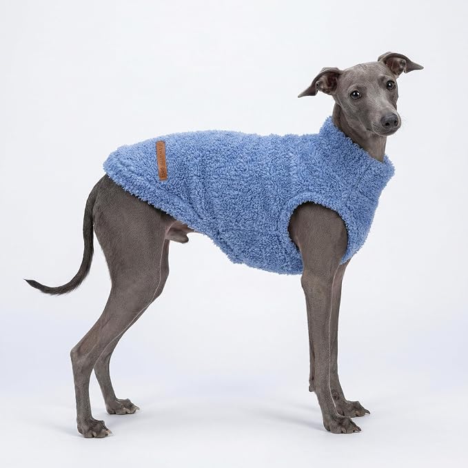 Fitwarm 2 Pack Striped Fleece Dog Sweater, Warm Winter Clothes for Small Dogs Boy Girl, Fuzzy Pet Outfit, Sky Blue, Olive Green, Large