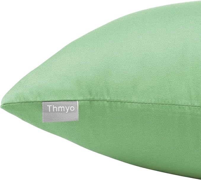 Thmyo 4-Pack 100% Cotton Comfortable Solid Decorative Throw Pillow Case, Square Cushion Cover Pillowcase Sublimation Blank Pillow Covers DIY Throw Pillowcase for Sofa(20x20 inch/ 50x50cm,Sage Green)