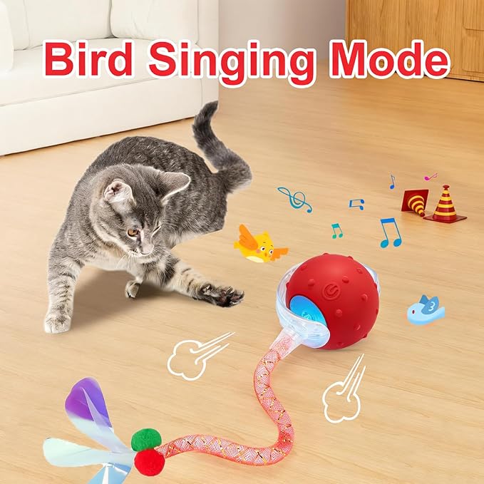 2PCS Interactive Cat Toys for Indoor Cats with 6 Tails, Automatic Cat Toy | Fast Rolling on Carpet/ Wooden Floor/ Tiles, Rechargeable Kitten Toys, for Small/ Medium/ Large Cats to Enrichment Exercise