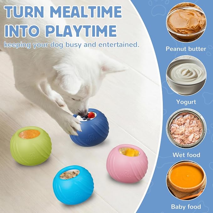 Long-Lasting Dog Lick Toy, Wobbly Dog Enrichment Lick Bowl to Keep Dogs Busy, Interactive Stuffable Dog Treat Feeder for Boredom, Silicone Treat Dispensing Chew Toy(Dark Blue,S)