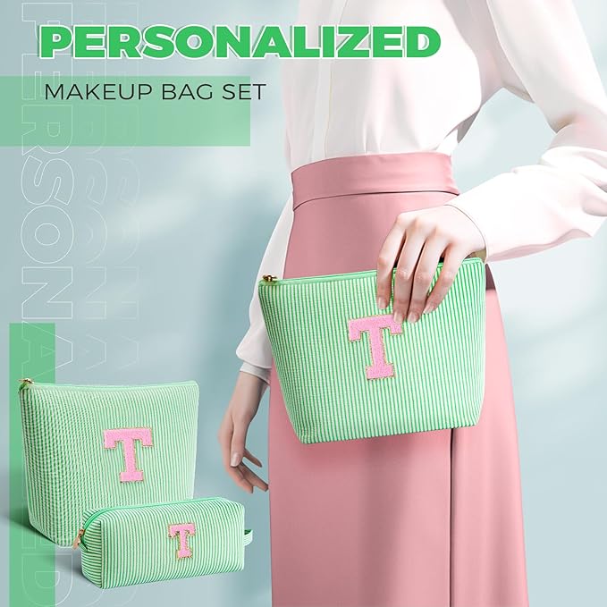 Teacher Appreciation Gifts,Thank You Gifts from Students,Birthday Teacher Retirement Gifts for Women,Teachers Day Gift Ideas,Makeup Bag Set Cosmetic Bag - Green,T
