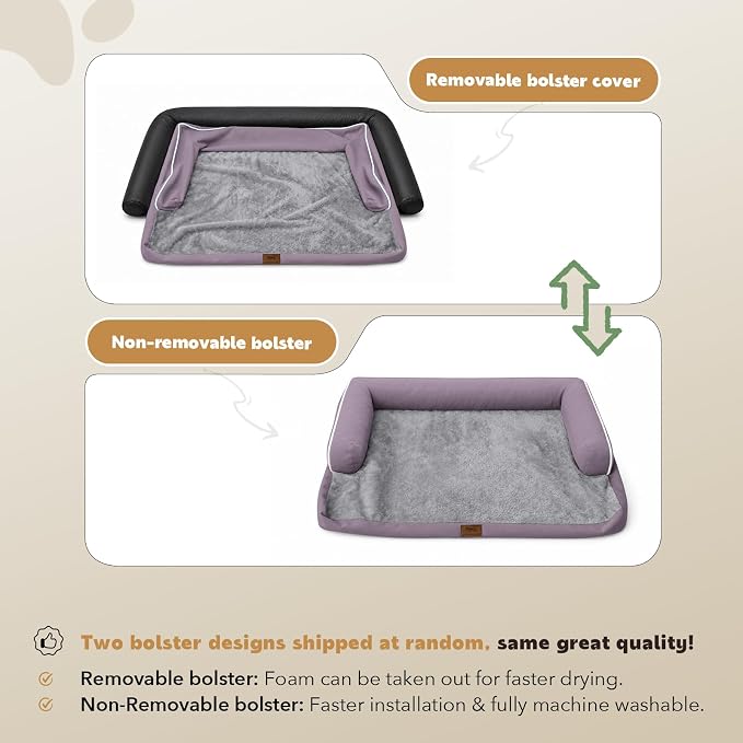 Orthopedic XL Dog Bed with Bolster for Extra Large Size Dogs | Pillow Support for Neck Relief, Egg Crate Foam, Skin-Friendly Surface, Waterproof Liner, Anti-Slip Bottom, 42 x 30 Inch