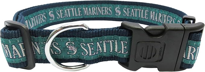MLB Seattle Mariners Licensed PET COLLAR- Heavy-Duty, Strong, and Durable Dog Collar. Available in 29 Baseball Teams and 4 Sizes
