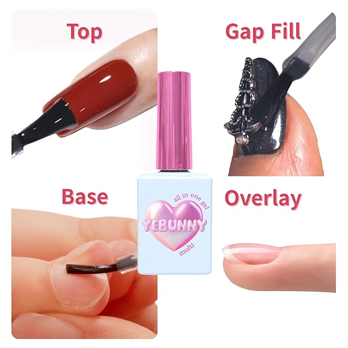 Korean 4 in 1 All In One Multi Base Overlay Top Gel Nail Polish Beauty Premium Professional Home Salon Quality Gift DIY Nail Art Long Lasting UV LED Gel 15ml