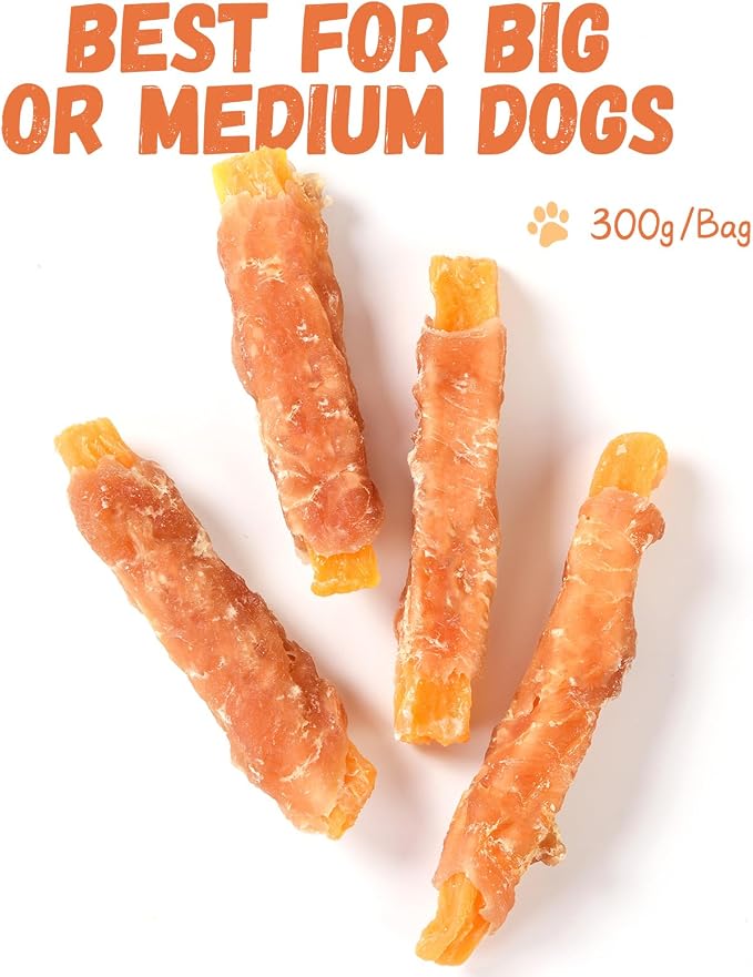Pawmate Dog Treats Chicken Jerky Wrapped Sweet Potato Healthy Snacks 10.6oz | Low Fat High Protein, Chewy Training Rewards Treats w/Taurine, for Small Medium Large Breeds, 13-17 Counts
