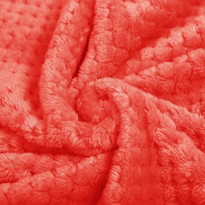 Exclusivo Mezcla Waffle Fleece Throw Blanket for Couch, Orange | Lightweight Soft Blanket for Sofa, Bed, Living Room, Plush Fluffy Throw for Home Decor, Travel, All Season, 40x50 Inches