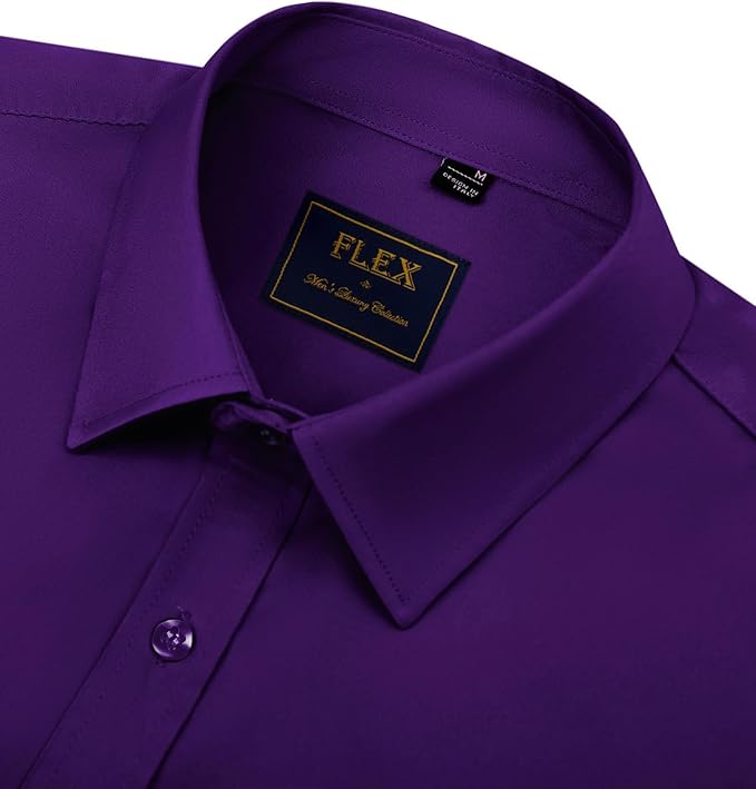 J.VER Men's Dress Shirts Solid Long Sleeve Stretch Wrinkle-Free Formal Shirt Business Casual Button Down Shirts