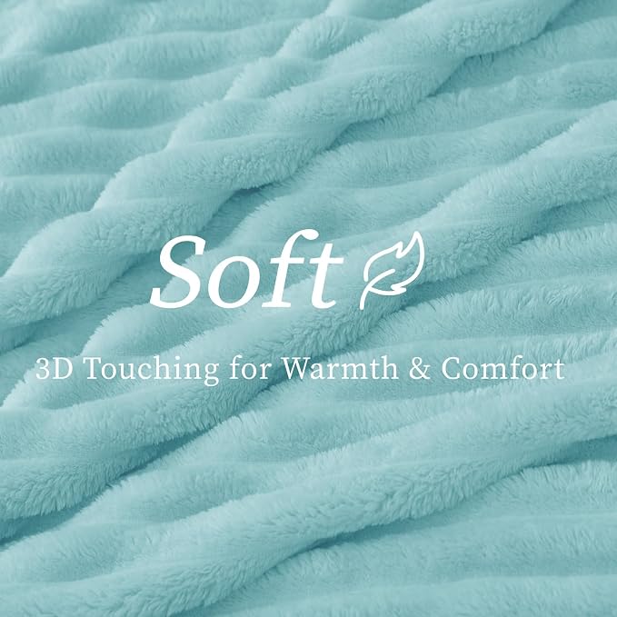 BEDELITE Ribbed Twin Blanket for Couch & Bed, Cloud Blue, 60"x80" | Ultra-Soft Plush Fleece, Cozy, Warm Yet Lightweight, Ribbed Texture, Home Decor, Machine Washable, Giftable, All-Season Use