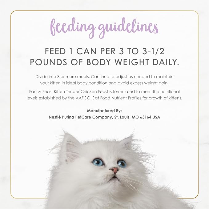 Fancy Feast Purina Kitten Tender Chicken Feast Wet Kitten Food Pate - 3 oz. Cans,(Pack of 48)
