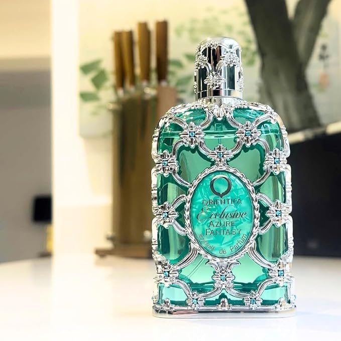 Orientica Azure Fantasy 2-Pc Gift Set Extrait de Parfum – Fresh, Citrus, Bergamot, Ginger, Nutmeg, Geranium, Lily, Jasmine, Ambergris, Musk - Arabic Perfume for Men & Women – 1.0oz/30ml + 0.25oz/7.5ml