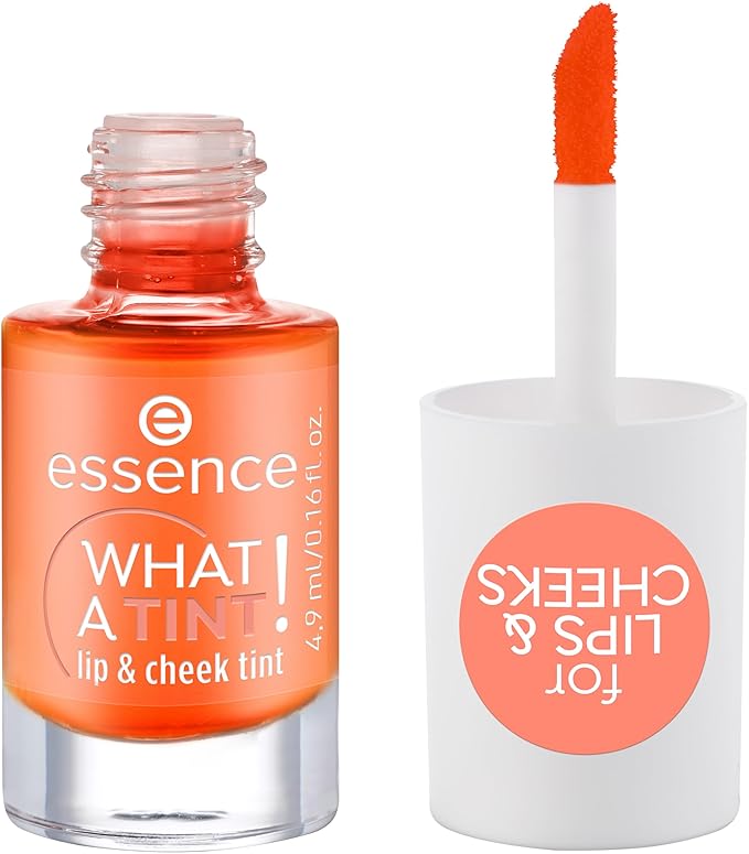 essence | What a Tint! Lip & Cheek Tint | Long-Lasting Liquid Blush & Lip Stain | Non-Sticky & Kiss-Proof | Vegan & Cruelty Free (03 |Peachy Vibes)