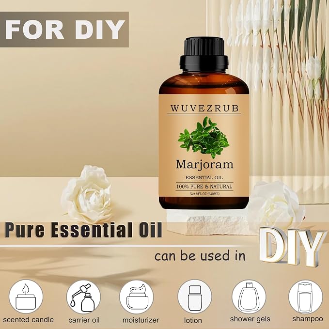Marjoram Essential Oils, 240ML Pure and Natural Essential Oil for Aromatherapy Diffuser - Marjoram /8 Fl Oz