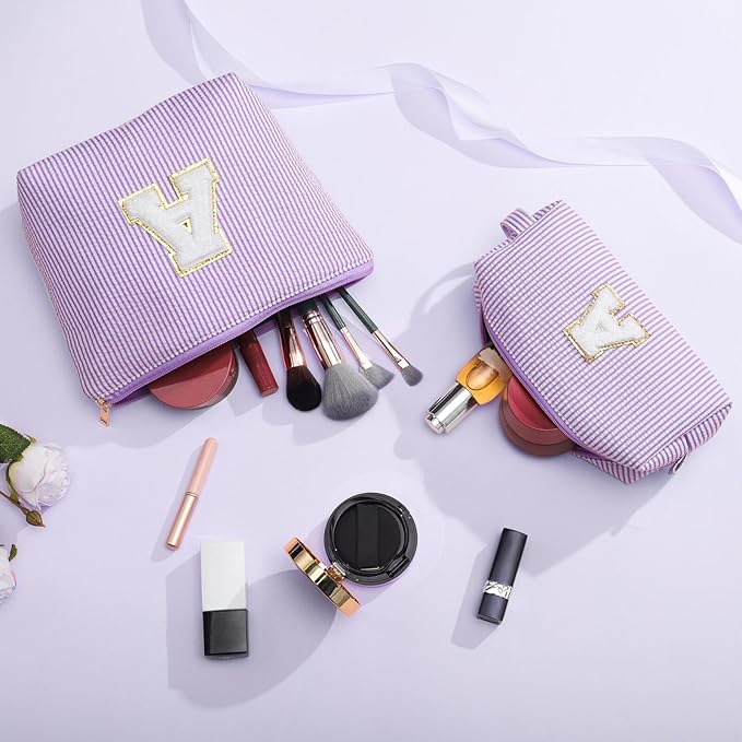 YOOLIFE Christmas Gifts for Teenage Girls Stocking Stuffers for Teen Girl Initial Makeup Bag | Cosmetic Toiletry Bag | Birthday Gift for 9 10 11 12 13 Years Old | Teen Girl Gifts Trendy Stuff Purple S