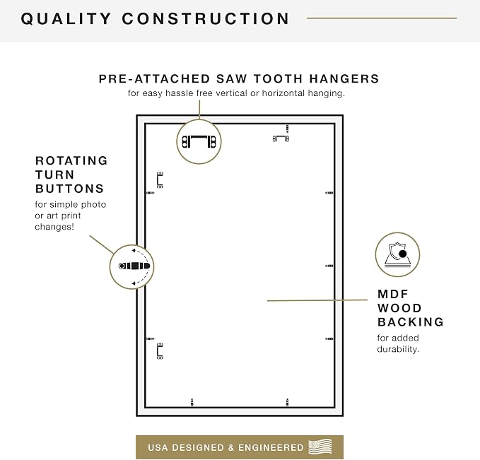 MCS Studio Gallery 20x30 Poster Frame Black Woodgrain Engineered Wood, Vertical & Horizontal Wall Hanging Large Picture Frame for Photos, Posters & Art Prints (1-Pack)