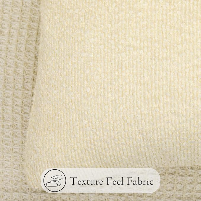 JoraLion 14x36 inch Boucle Lumbar Pillow Cover, Ivory Woven Texture Neutral Long Pillow Cover Breathable Cushion Case for Couch Sofa Bed Living Room Home Decor (Cover Only)