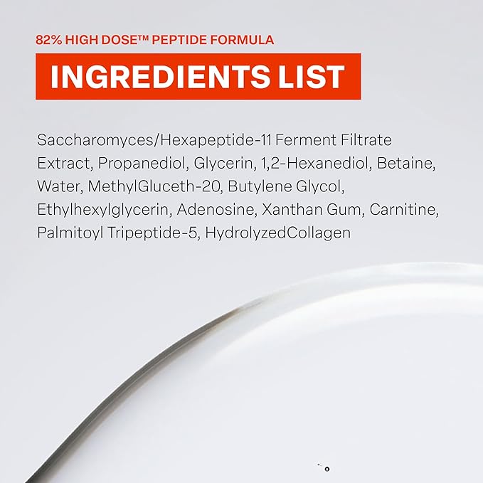 82% High Dose Peptide Formula - Serum with Multicollagen, Peptide for Firmer and Youthful Skin, Light and Gentle Formula, Anti-Aging, 1.01 oz