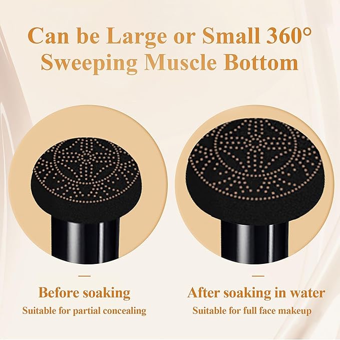 OETUIOW Mushroom Head Air Cushion CC Cream - BB Cream Face Makeup Foundation for Mature Skin Moisturizing Concealer Brighten Long-Lasting, Even Skin Tone for All Skin Types, Natural Color
