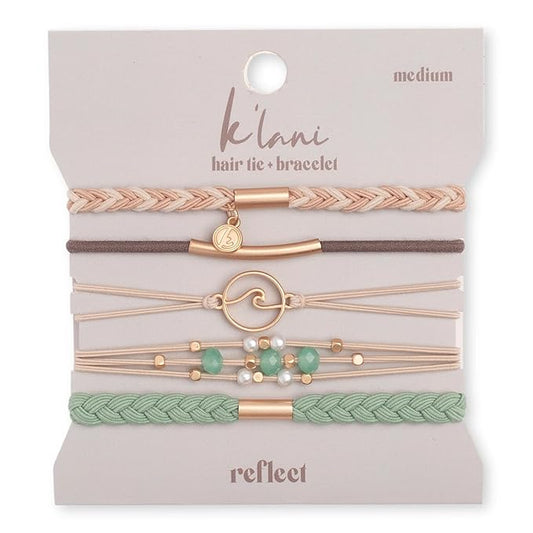 K'lani Reflect Bracelets for Women – Elastic Bracelets and Boho Hair Ties – Cute Hair Ties for Women and Hair Tie Accessories – Stylish Bracelets Boho Style for Hair and Wrist – Set of 5 (Medium)