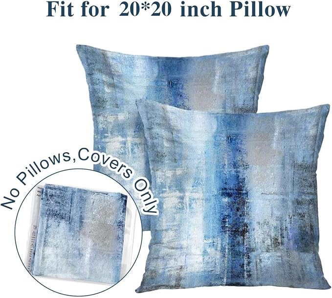Throw Pillow Covers for Couch, 26x26 Inch, 2 Pack, Blue Grey | Decorative Throw Pillow Covers Cushion Covers for Couch Bedroom Sofa Living Room