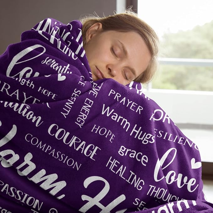 Warm Hugs Healing Blanket, Get Well Gifts for Women Men | After Surgery, Breast Cancer Gifts for Women Friends, Inspirational Blanket, Soft Comfort Throw Blankets 50" x 60"