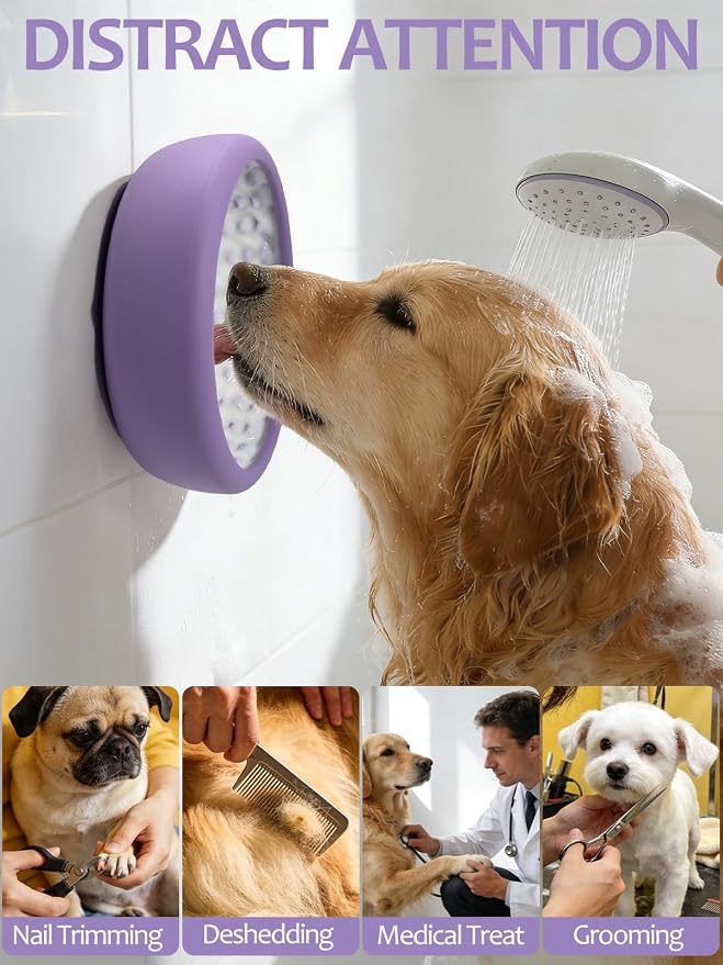 Dog Lick Bowl for Large Dogs, Lick Mat, Slow Feeder Lick Bowl with Brush and Scraper,Strong Suction, Freeze Licking Bowl for Anxiety Relief, Enrichment & Distraction, Dishwasher Safe 7.6 * 3.5 inch
