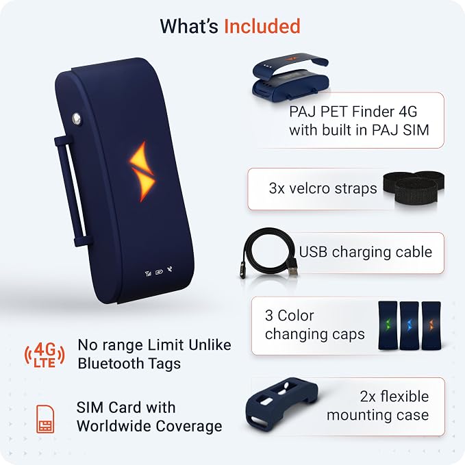 PAJ Dog GPS Tracker 3-Month Subscription Included, Real-time Pet Tracking