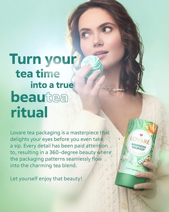 LOVARE Loose Leaf Tea 80 g - Made in Ukraine - Assorted Tea - 1001 Night, Passion Fruit, Sparkling Splashes, Bahamian Soursop - Gift Box with 60 Paper Filters – Easy to Brew Flavored tea (Set of 4)