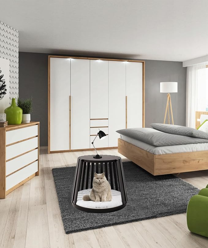 Cat Beds for Indoor Cats, Kitten Bedside Bed, Multifunctional Cat House, Can be Used as a Bedside Table, End Table or Side Table, Modern Wooden Cats Cave Bed for Medium to Large Pets