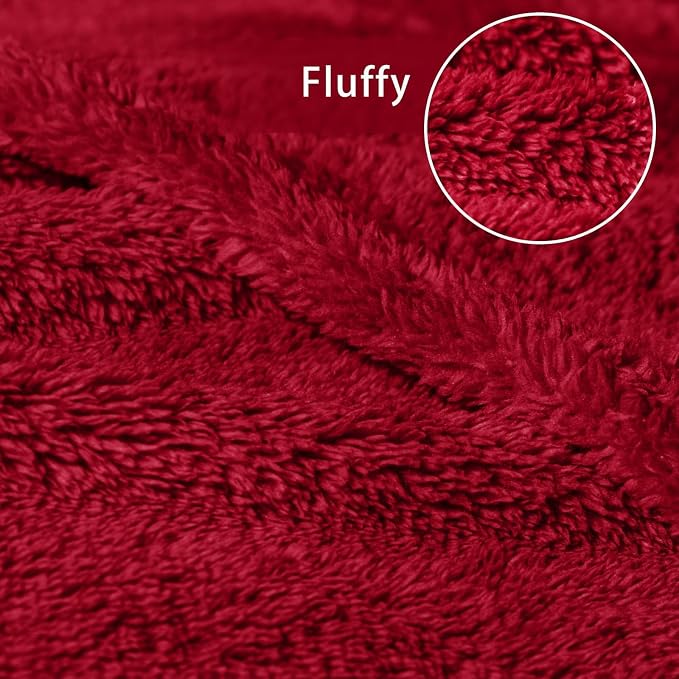 Exclusivo Mezcla Soft Plush Fleece King Size Blankets for Bed Living Room | Lightweight Fuzzy Fluffy Large Blanket for All Seasons, Cozy Velvet for Women Men, Machine Washable, 90"x104", Deep Red