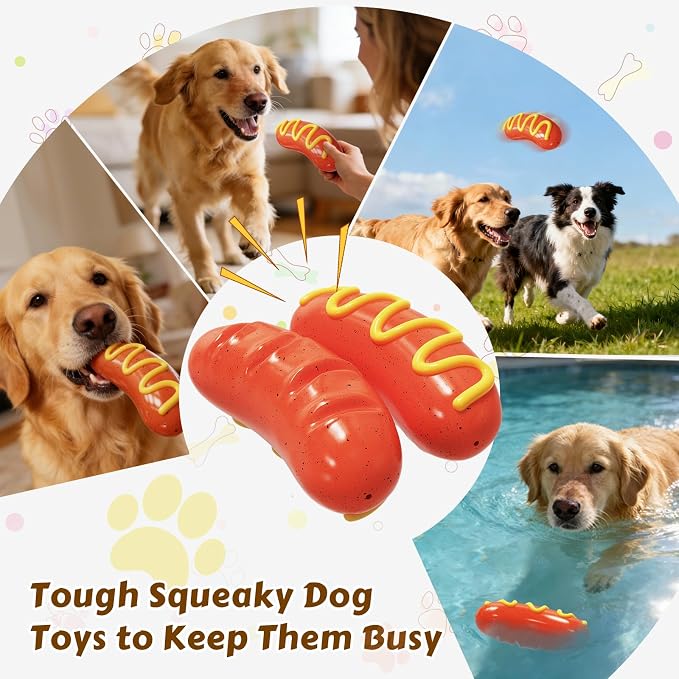 Tough Dog Chew Toys Indestructible Squeaky Toys for Aggressive Chewers Outdoor Swimming Interactive Tough Chew Toys for Medium and Large Dogs