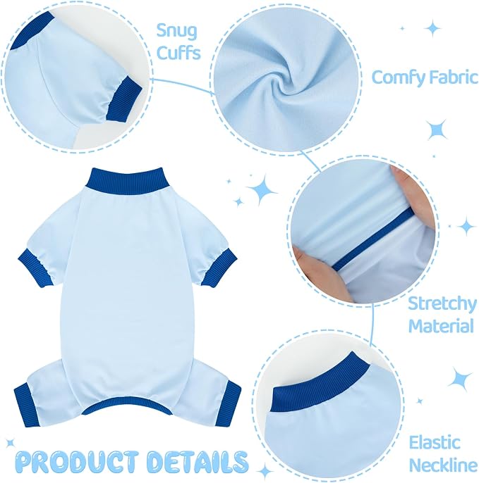 XPUDAC 4 Pack Dog Pajamas for Small Dogs, Soft Dog Onesie, Comfy Puppy Clothes Lightweight Pet Pjs Outfit Pet Clothes for Boy, XL