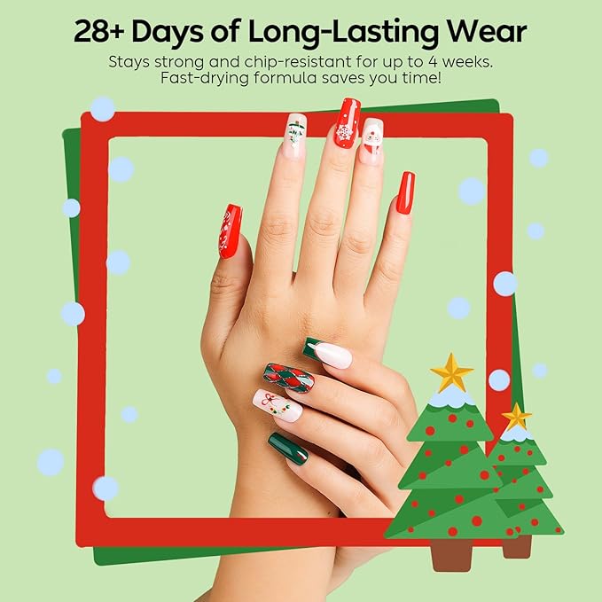 Luxbon 6 pcs Christmas Gel Nail Polish Set - Winter Color Set Long Lasting Gel Polish, uv led Soak Off Nail Art Designs Manicure Kit 033