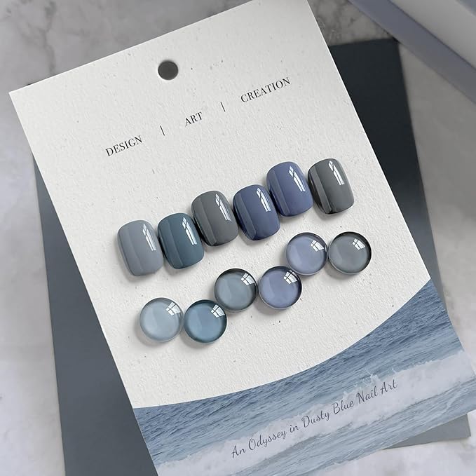 GAOY Blue Gel Nail Polish Set, 6 Colors Dark Gray, UV Light Cure Gel Polish for Nail Art DIY at Home