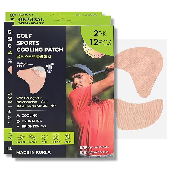 Sun Patch, Under Eye UV Protection for Golf, Hiking, Driving, Outdoor Sports | Cooling Sunblock Patches, Scar & Sun Damage Protection (2 Pack (Green))