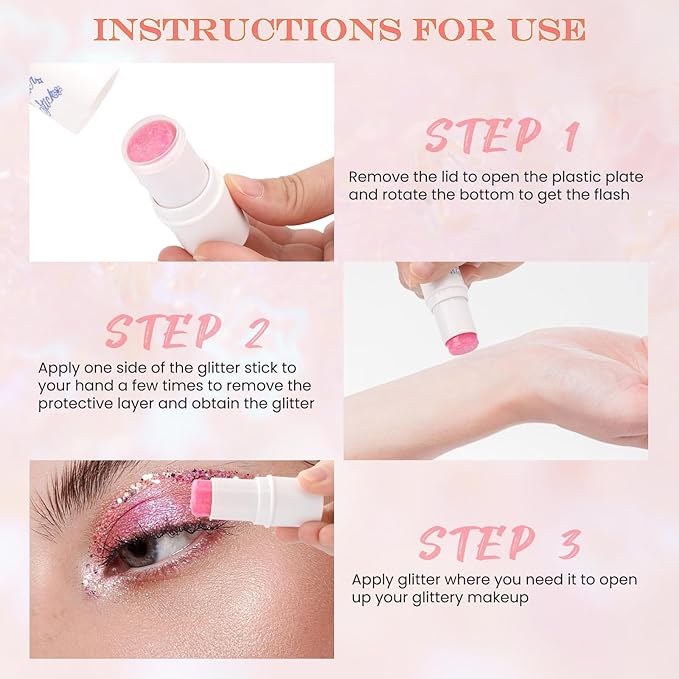 2 Colors Body Glitter Stick Chunky Glitter Gel for Face Body Hair Sparkling Holographic Mermaid Sequins Paint Multiuse Makeup Glitter Gel Red and Blue（2PCS）