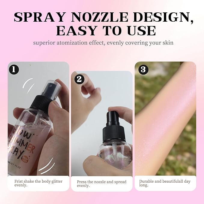 Glitter Spray for Hair and Body, Glitter Body Spray, Quick-Drying Waterproofing, Suitable for Festival Rave